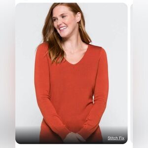 Stitch Fix Love Ellie Mia Back Detail Sweater Burnt Orange, large, NWOT
